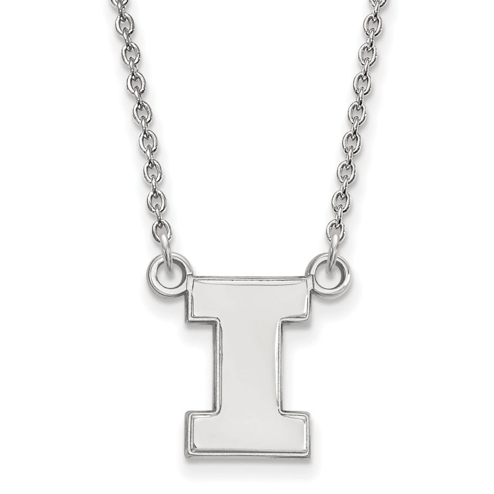 Sterling Silver Official Licensed Collegiate 18in University of Illinois (UI) Small Pendant w/Necklace