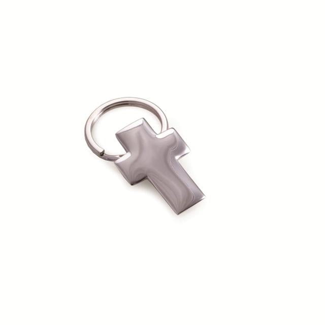 Bey-Berk International BB163S Silver Plated Key Ring with Cross