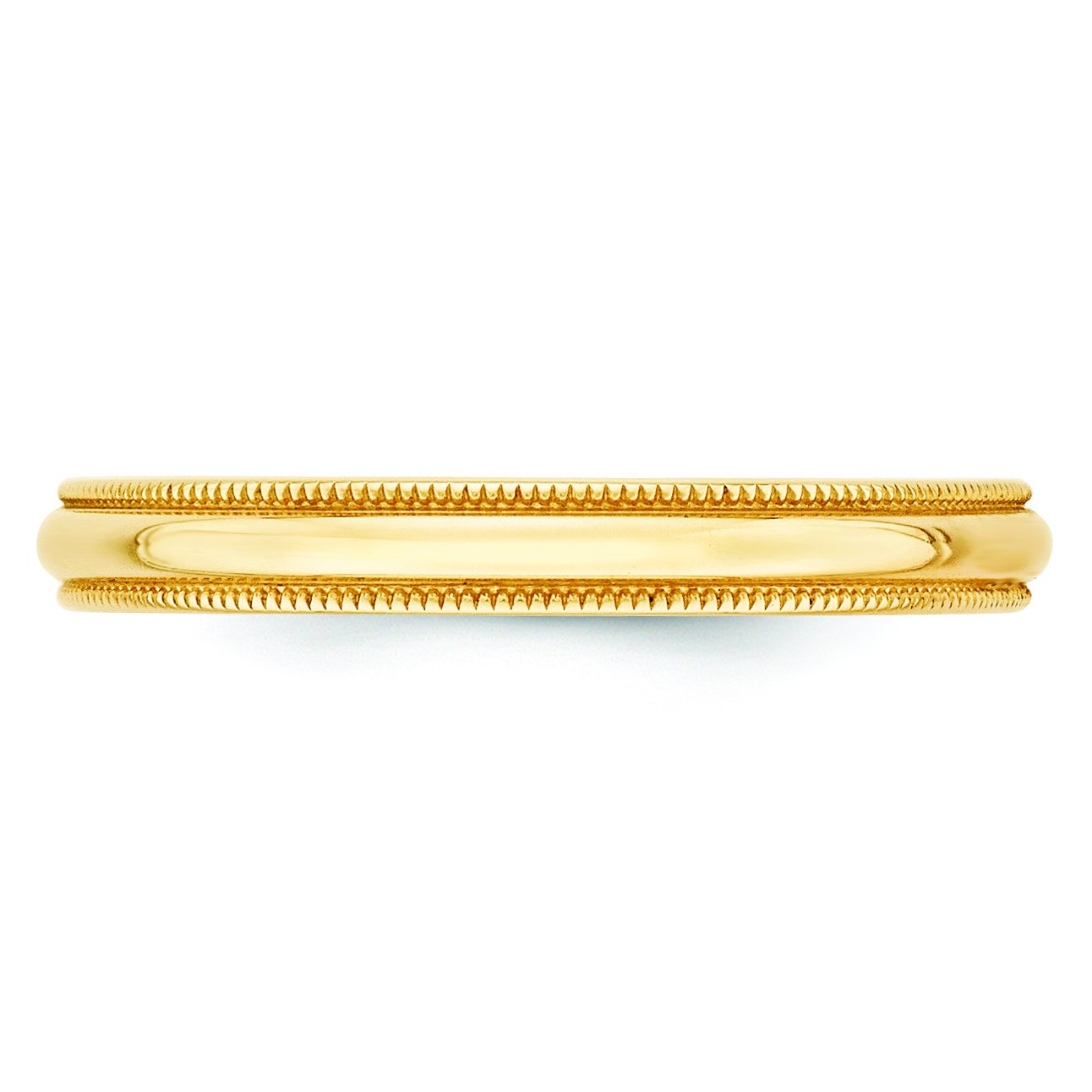 14k Yellow Gold 3mm Lightweight Milgrain Half Round Wedding Band Size 14