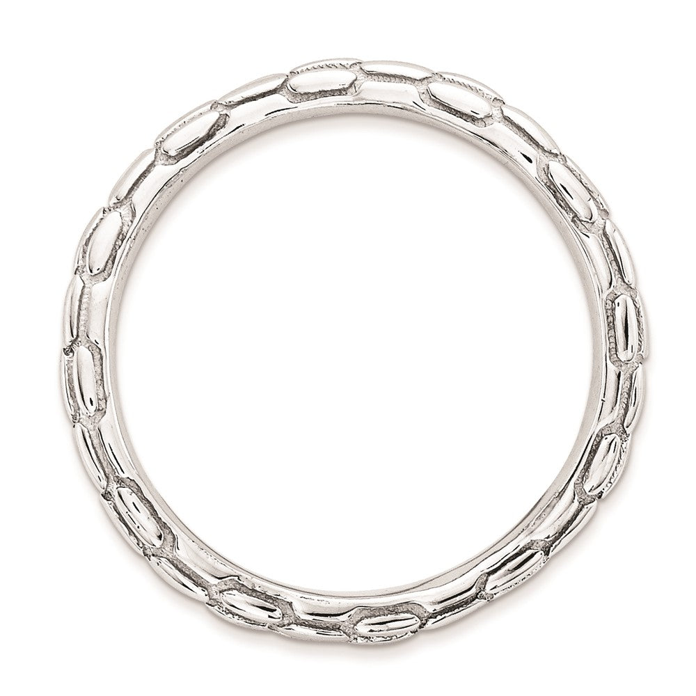 Sterling Silver Stackable Expressions Polished Rhodium-plate Wave Ring