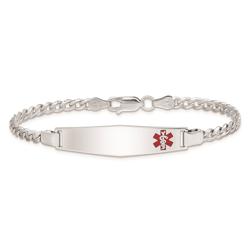 Sterling Silver Rhodium-plated Medical ID Curb Link Bracelet 7 inches