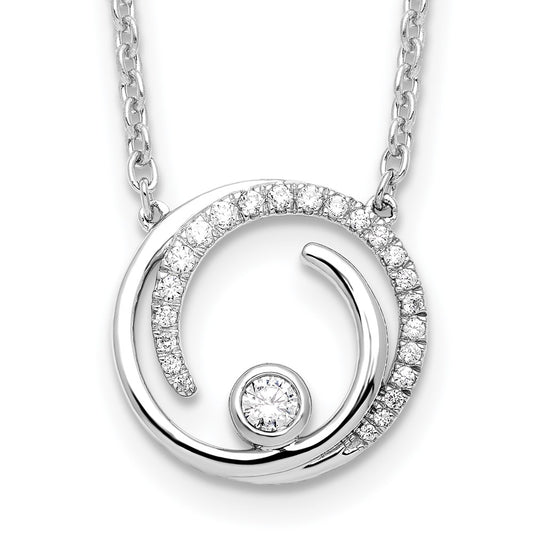 14k White Gold 1/5 carat Lab Grown Diamond VS/SI+ G+ 18 inch Fancy Swirl Circle Design Necklace