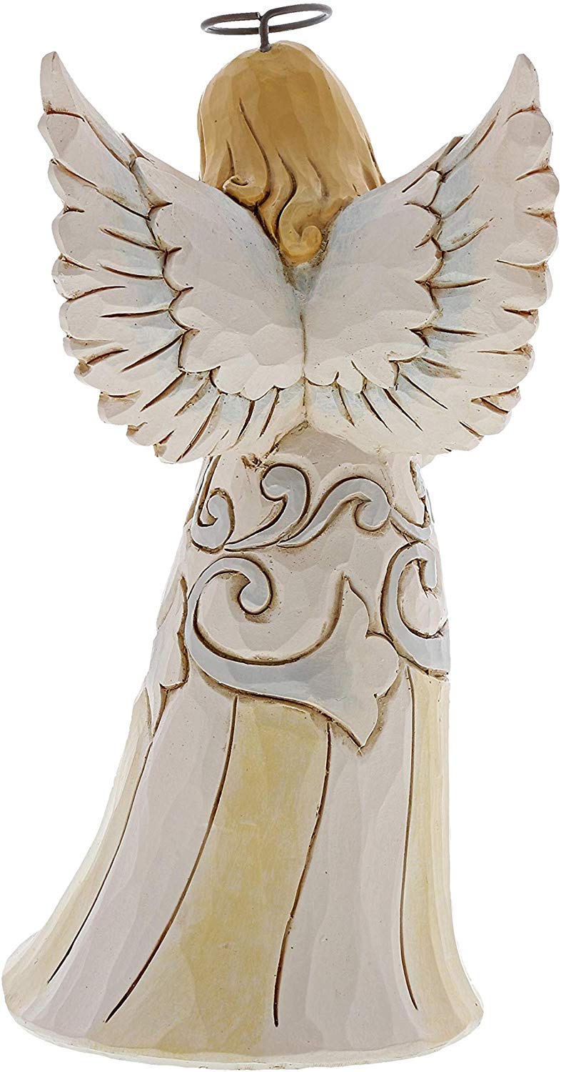 Enesco Jim Shore Heartwood Creek White Farmhouse Angel with Dog