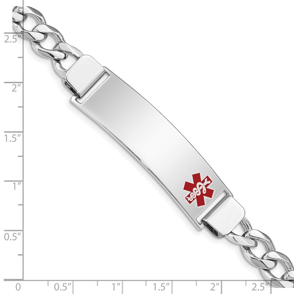 Sterling Silver Rhodium-plated Medical ID Curb Link Bracelet 7 inches