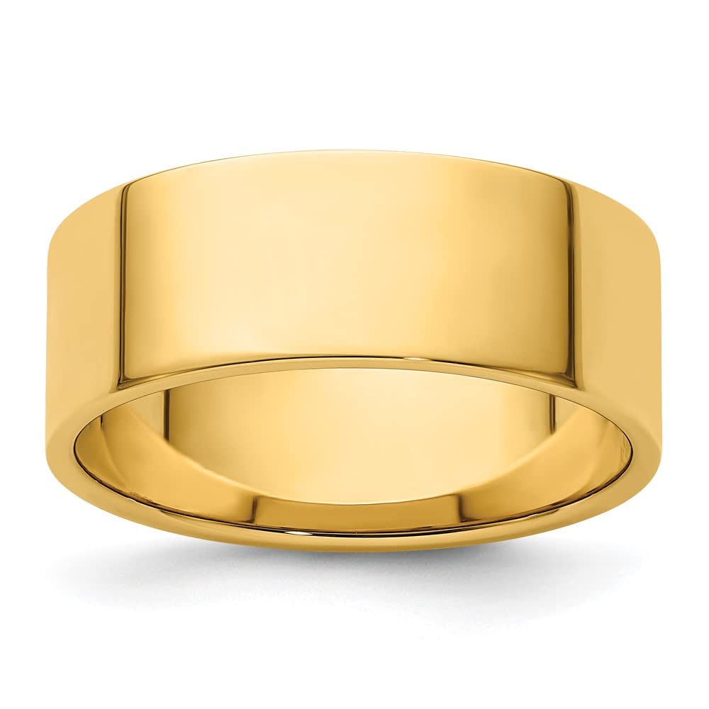 14k Yellow Gold 8mm Lightweight Flat Wedding Band Size 8
