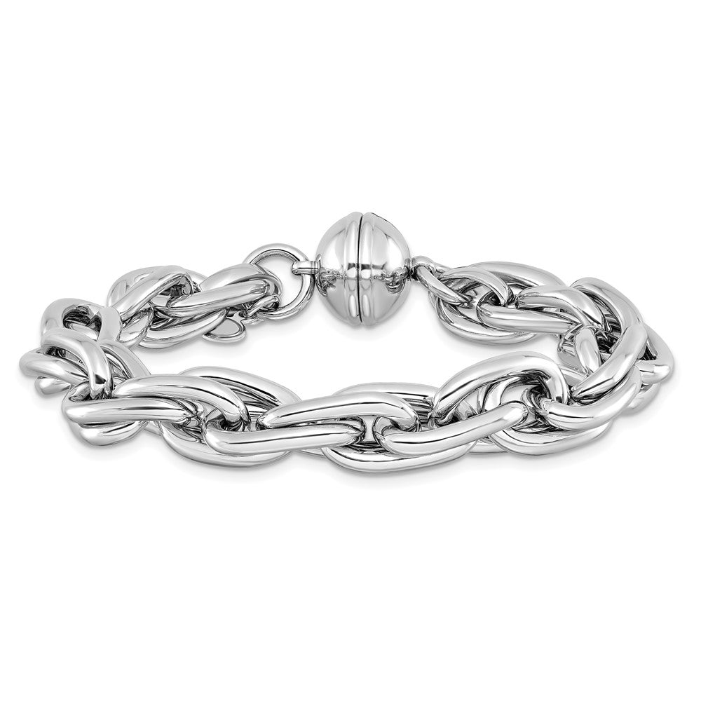 Sterling Silver Rhodium-plated 7.5in Link Bracelet 7.5  inches