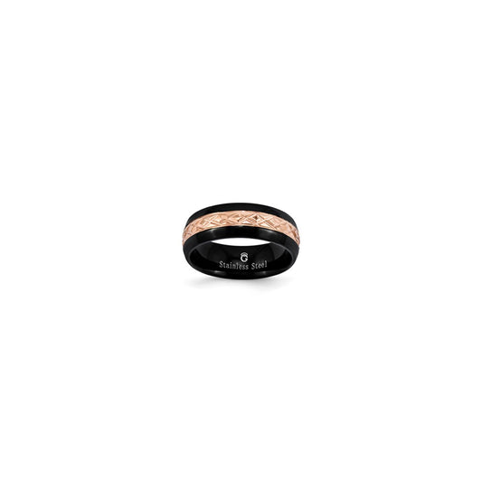 Stainless Steel Rose Plated Center Gents Band