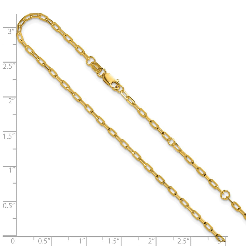 14K 2.0mm Flat Cable 1in+1in Adjustable Chain