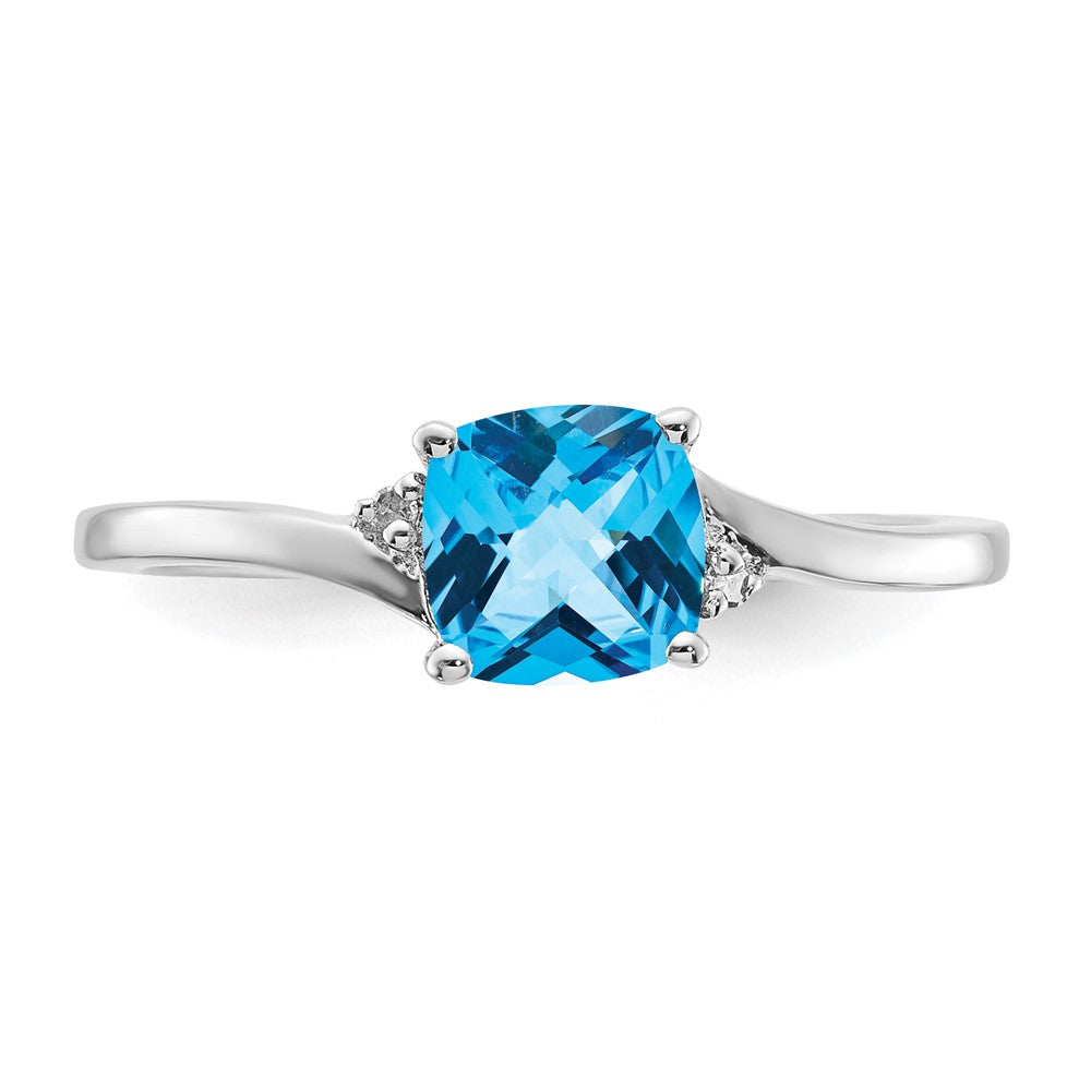 Sterling Silver ANC Blue Topaz & Diamond Ring