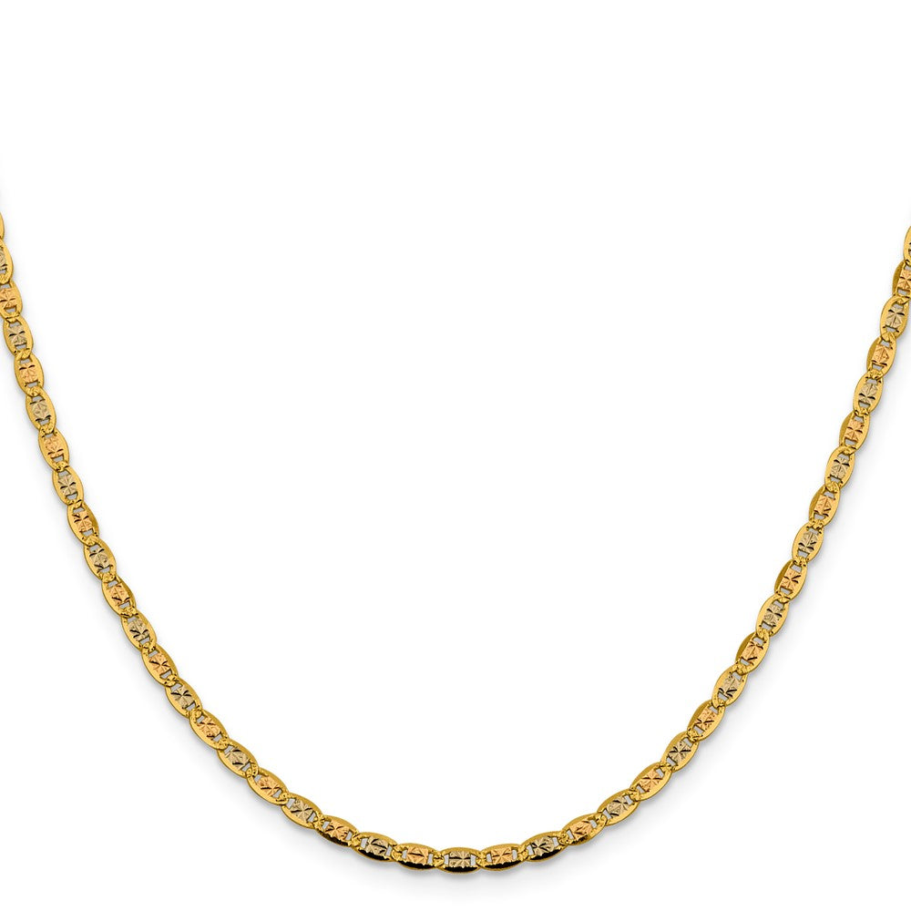 14K 18 inch 2.75mm Tri-color Pav‚ Valentino with Lobster Clasp Chain
