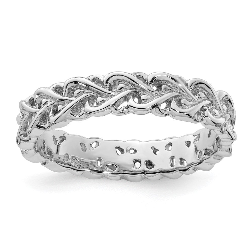 Sterling Silver Stackable Expressions Polished Intertwined Heart Ring Size -10