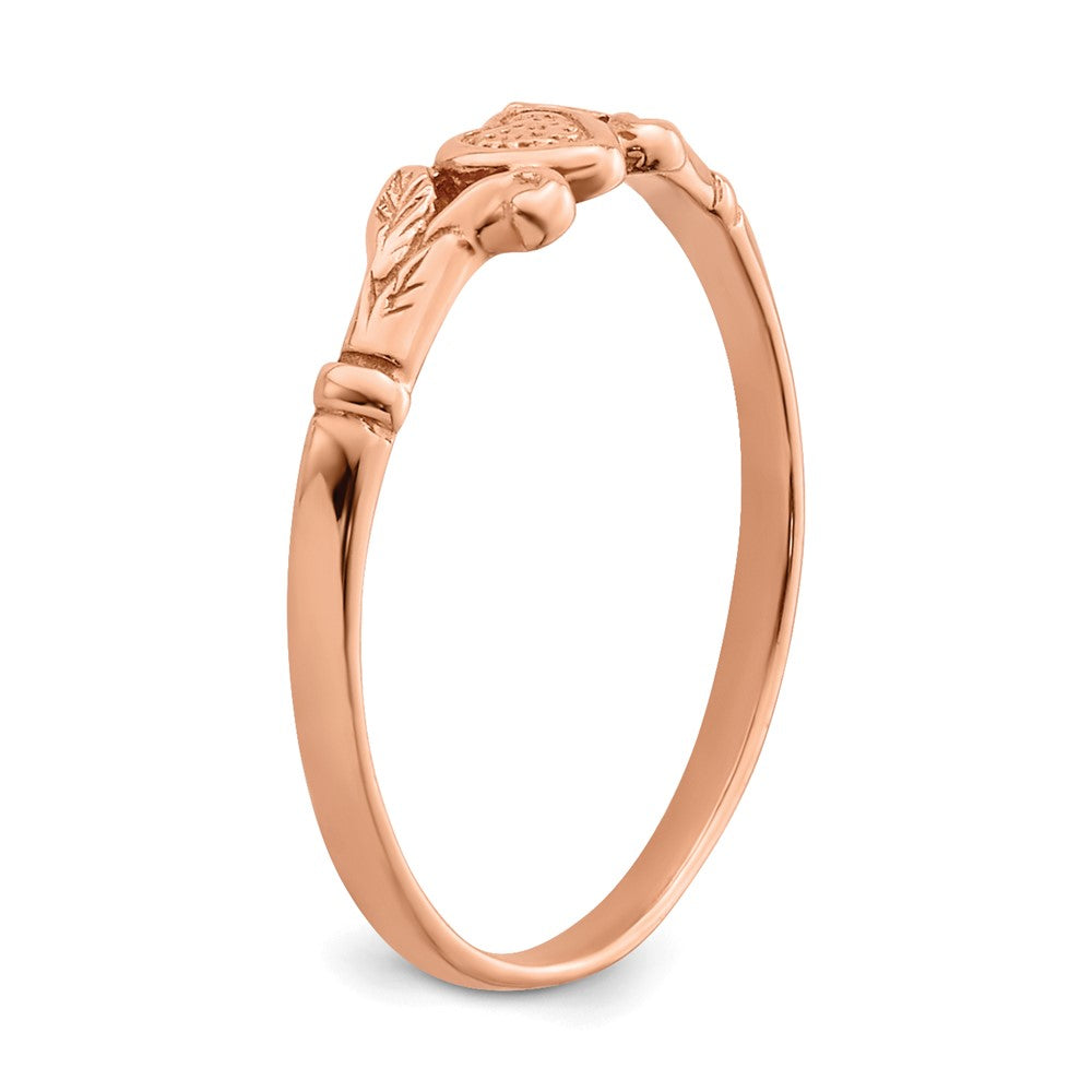 14K Rose Gold Textured Mini Heart Baby Ring Size 1