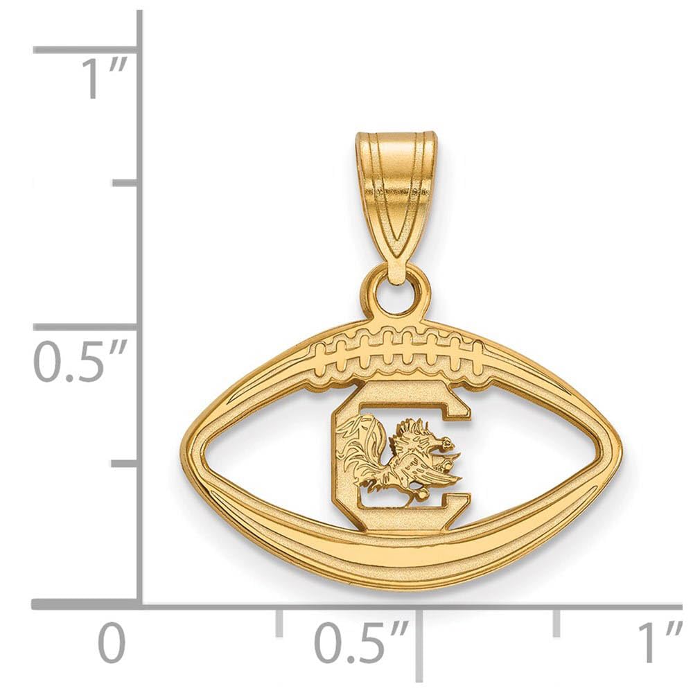 Sterling Silver Gold-plated LogoArt University of South Carolina Football Pendant QGP018USO