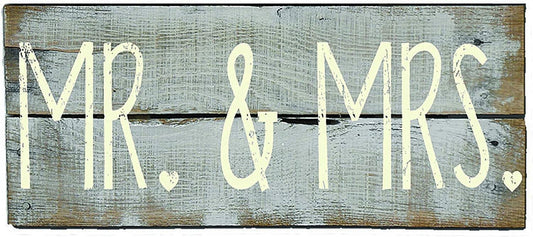 Rustic "Mr & Mrs" Wedding Wooden Boxed Sign (4" X 10" - Plank)