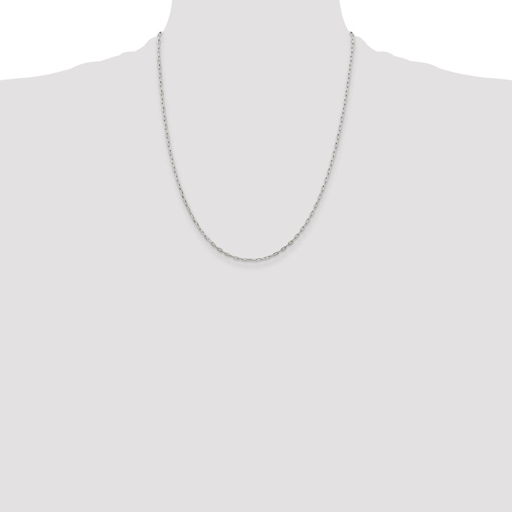 Sterling Silver 1.75mm Elongated Open Link Chain 22 Inches