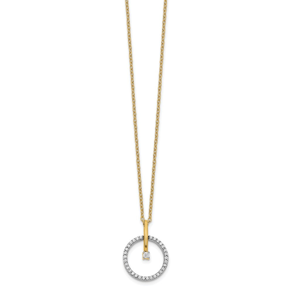 14k Two-tone Diamond Circle 18 inch Necklace