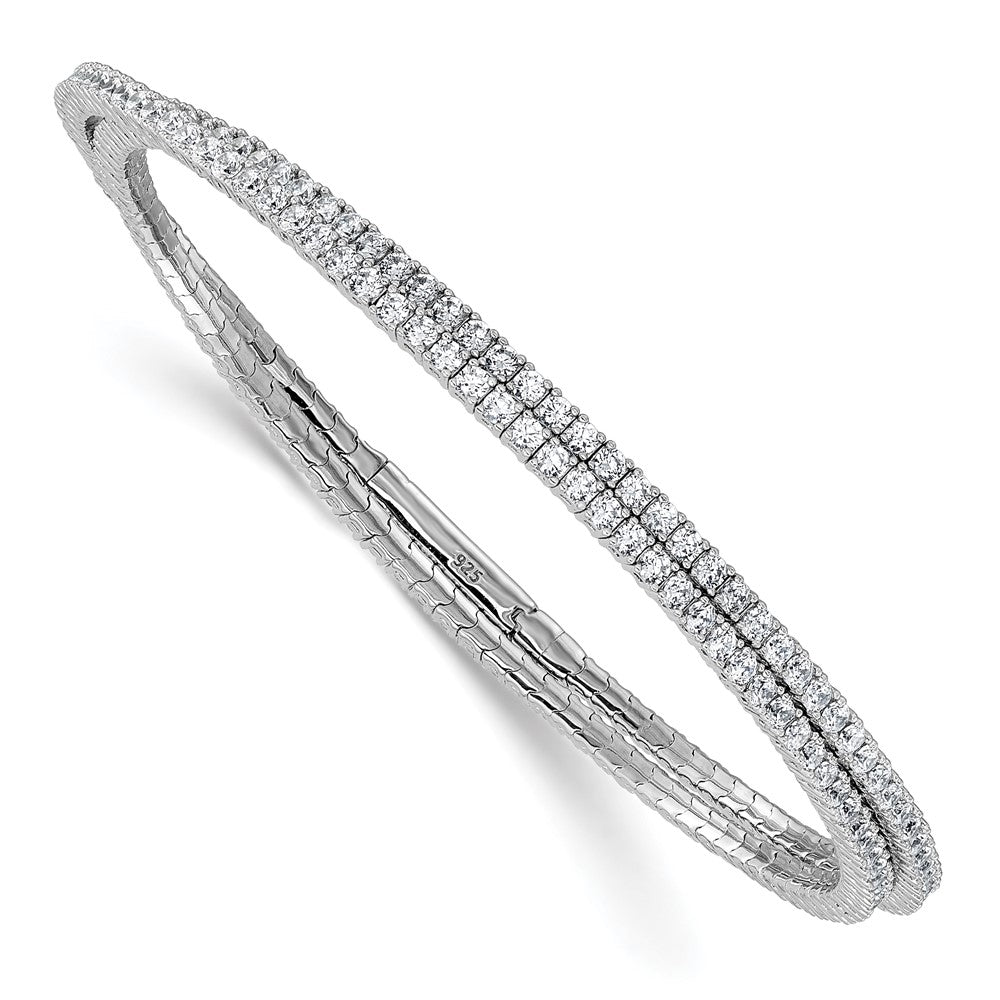 Sterling Shimmer Sterling Silver Rhodium-plated 1.75mm CZ 192 Stone Wrap Bracelet 7 inches