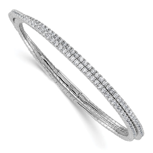Sterling Shimmer Sterling Silver Rhodium-plated 1.75mm CZ 192 Stone Wrap Bracelet 7 inches
