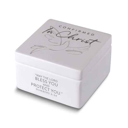 Confirmed In Christ White Resin Keepsake Box