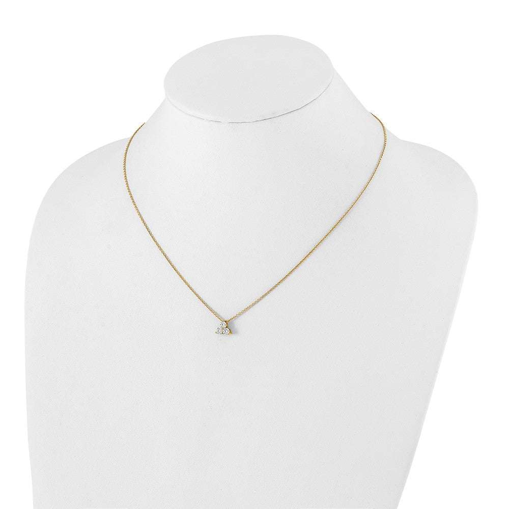 True Origin 14K 1/2 carat Lab Grown Diamond VS  D E F Three Stone 18 inch Necklace