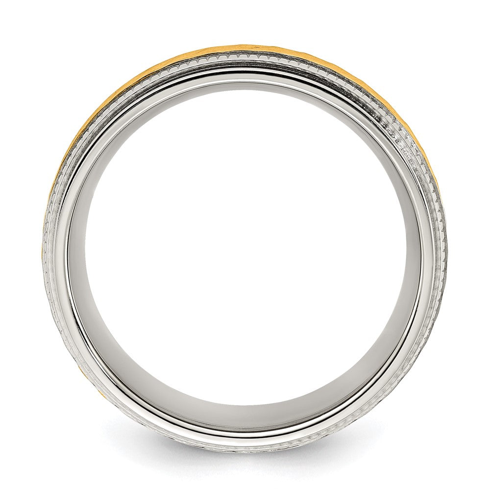 Titanium Polished w/Yellow IP-plated Center 8.00mm Band Size - 7.5