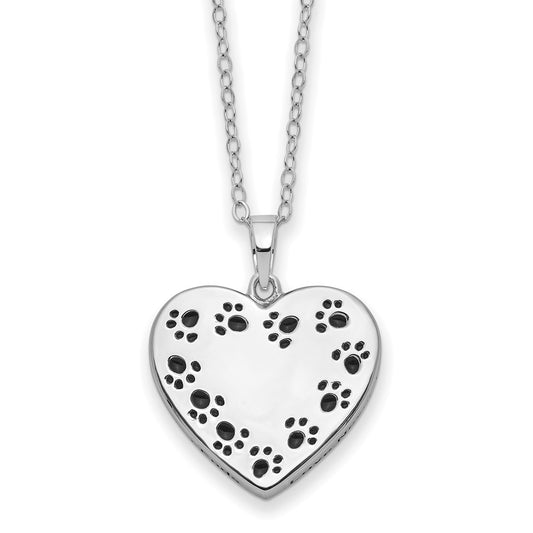 Sentimental Expressions Sterling Silver Rhodium-plated Antiqued Love Never Ends Pet Ash Holder 18 Inch Necklace 18 Inches