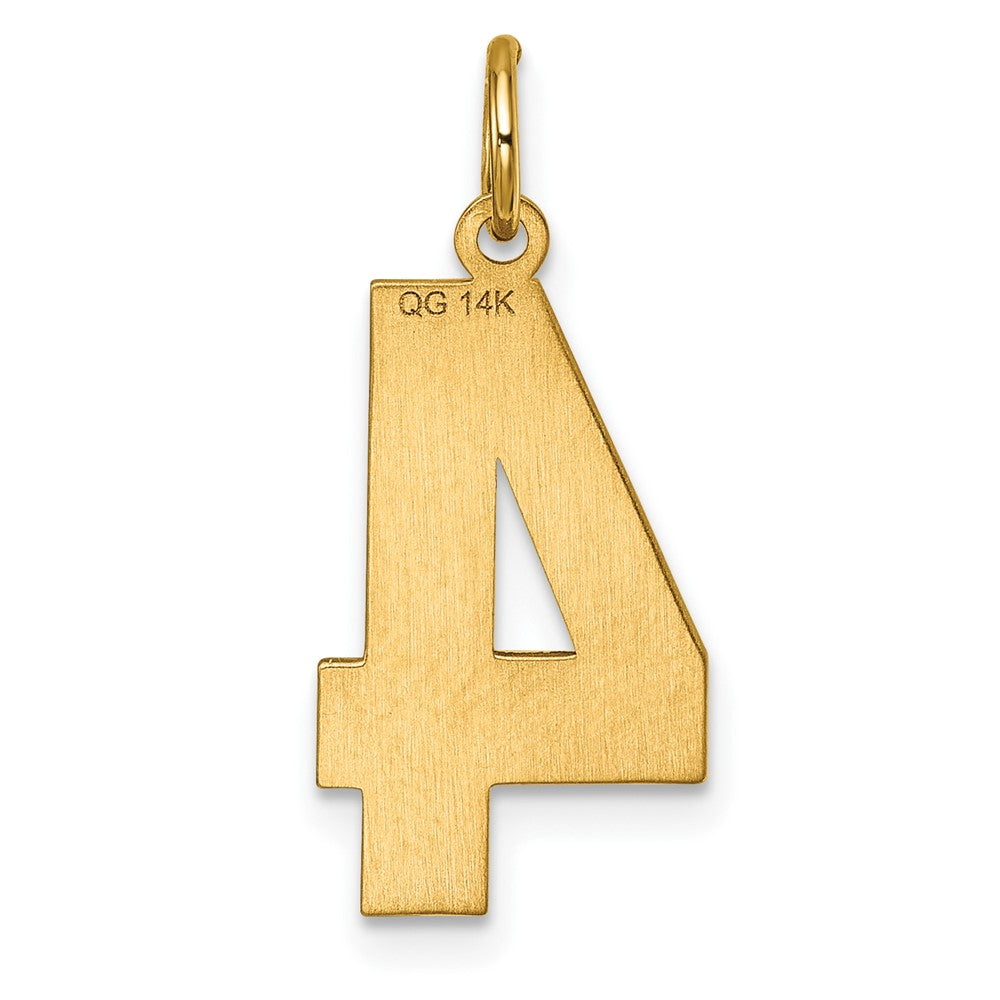 14k Large Brushed Diamond-cut Number 4 Charm