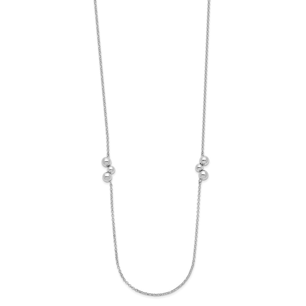 Sterling Silver Rhodium-plated Polished Beaded Necklace