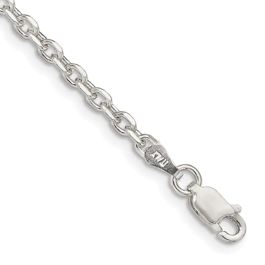 Sterling Silver 2.75mm Diamond-cut Forzantina Cable Chain 8 inches