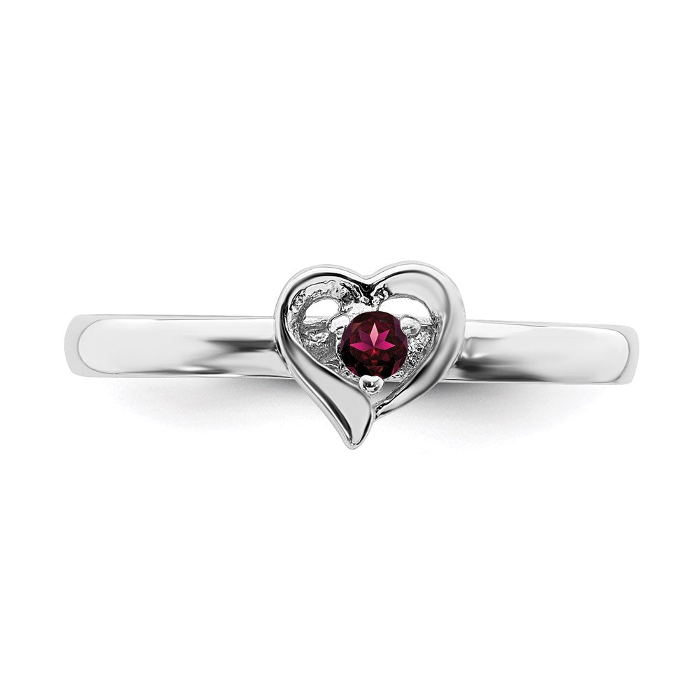 Sterling Silver Stackable Expressions Created Ruby Heart Ring Size -8