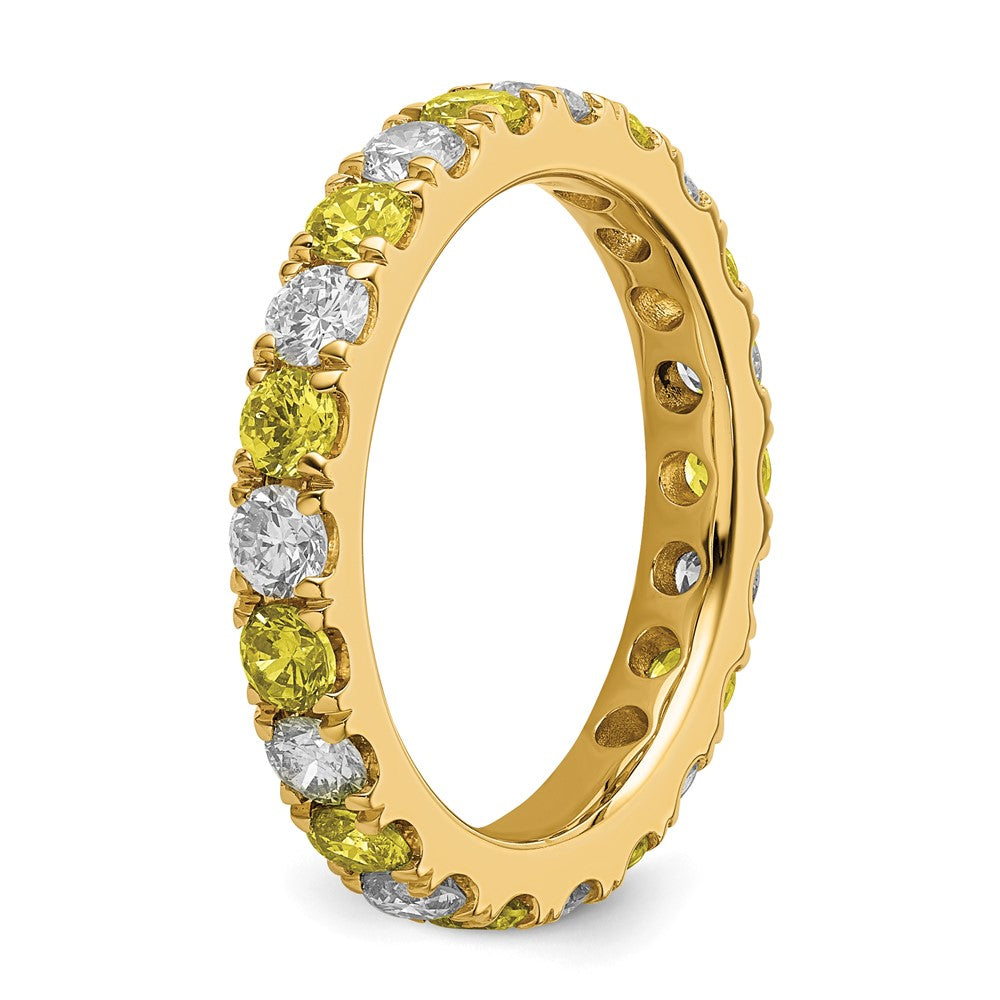 14k 1 carat Lab Grown Diamond VS/SI+ G+ and Lab Created Yellow Sapphire Size 6.5 Eternity Band