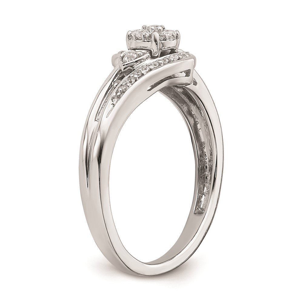 10k White Gold Cluster with 2 Hearts 1/5 carat Diamond Complete Engagement Ring