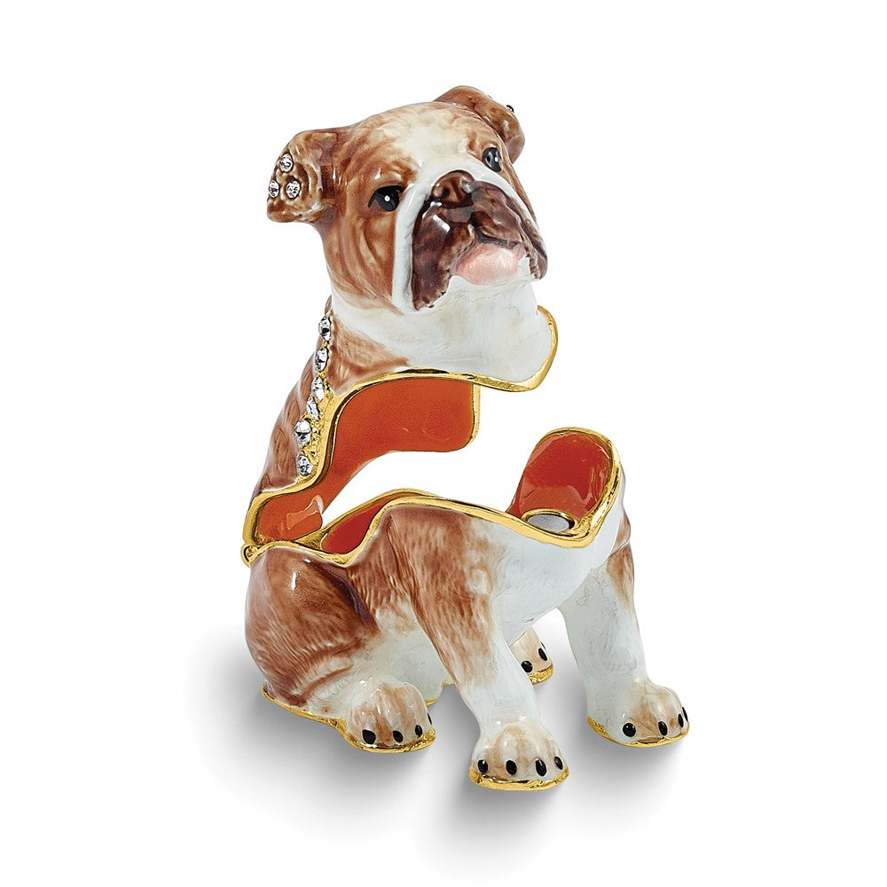 Luxury Giftware by Jere Bejeweled BILLY Bulldog Trinket Box with Matching 18 inch Necklace