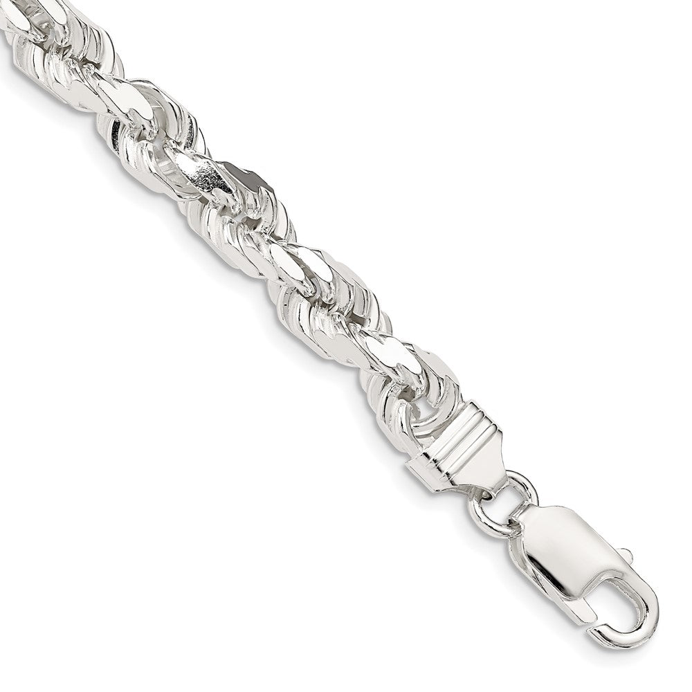 Sterling Silver 6.5mm Diamond-cut Rope Chain 9 inches