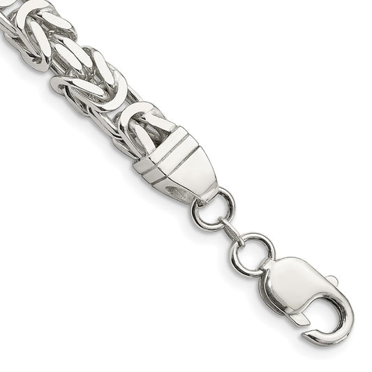 Sterling Silver 7.5mm Byzantine Chain 9 inches