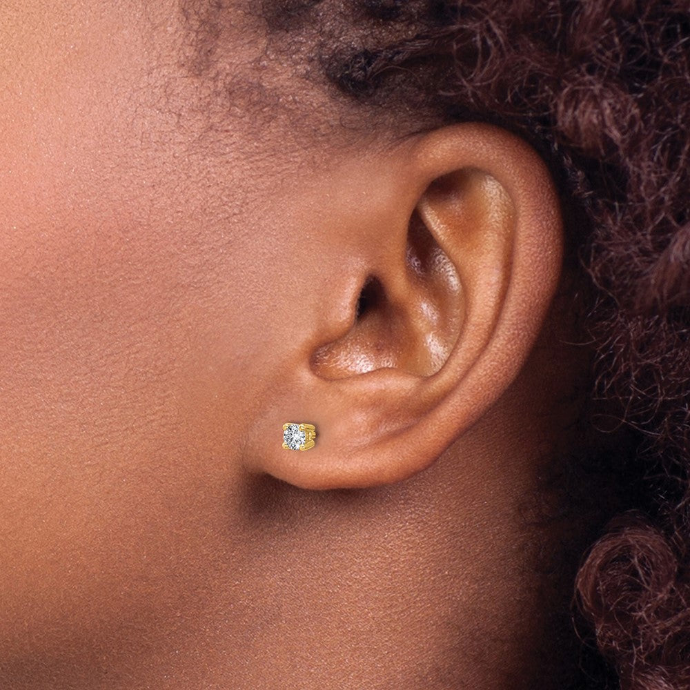 14k Yellow Gold 3/8 ctw Lab Grown Diamond VS/SI+ G+ Round 4 Prong Heavy Wt. Stud Earrings