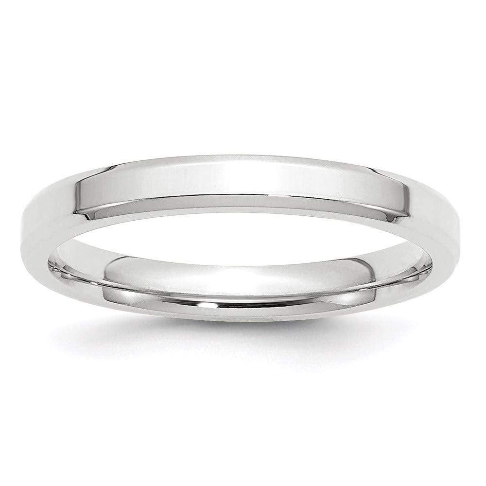 Primal Gold 10 Karat White Gold 3mm Bevel Edge Comfort Fit Band Size 7