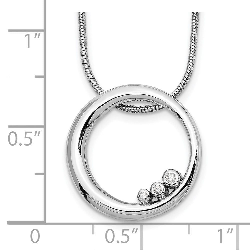White Ice Sterling Silver Rhodium-plated 18 Inch Diamond Open Circle Necklace with 2 Inch Extender 18 Inches