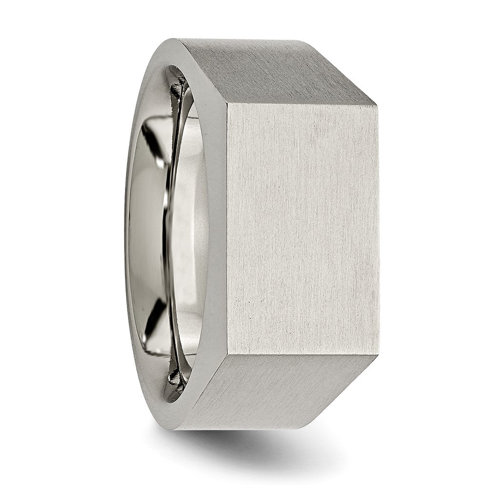 Titanium Brushed and Polished Signet Ring Size - 11