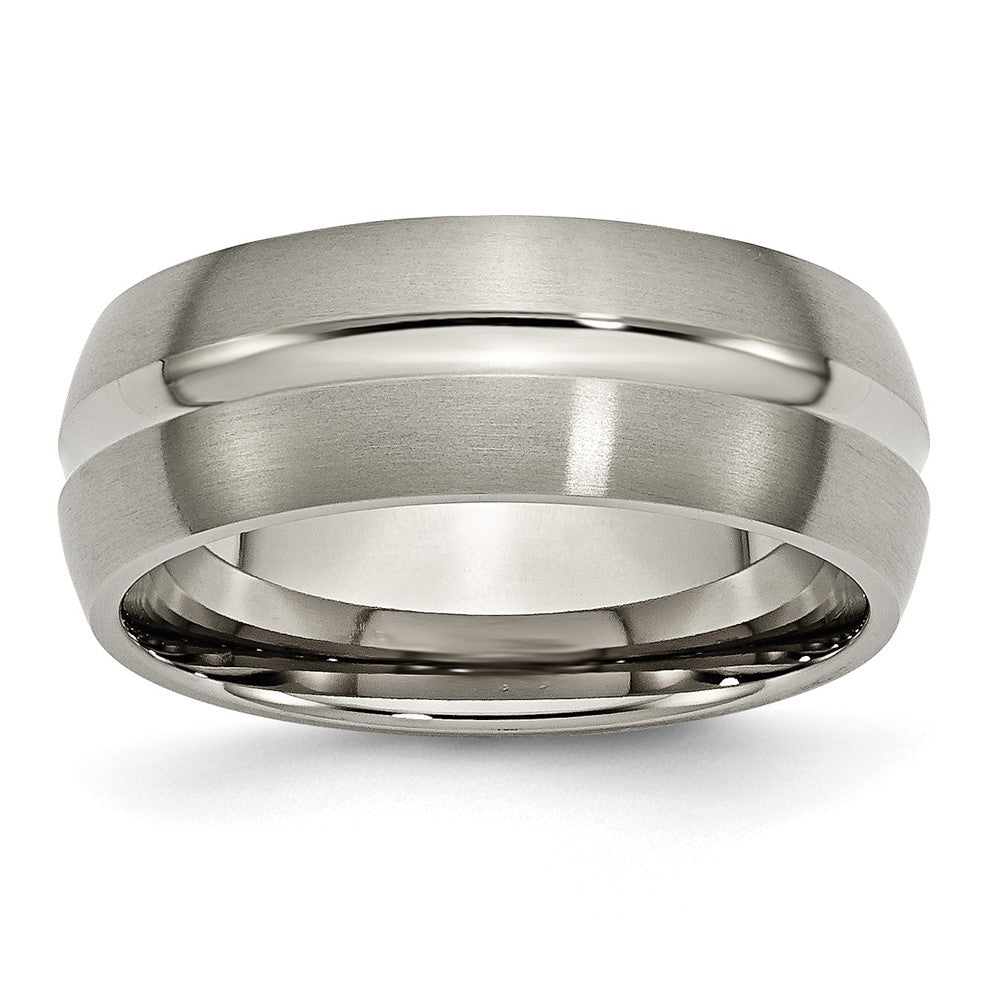 Titanium Brushed and Polished 8mm Grooved Band Size - 11