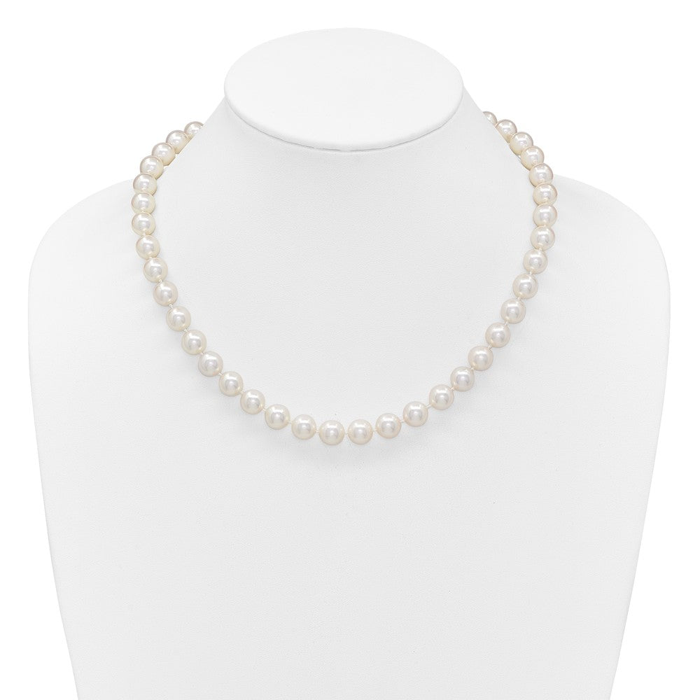 14k Polished 9-10mm Round White Akoya Saltwater Cultured Pearl 18 inch Necklace