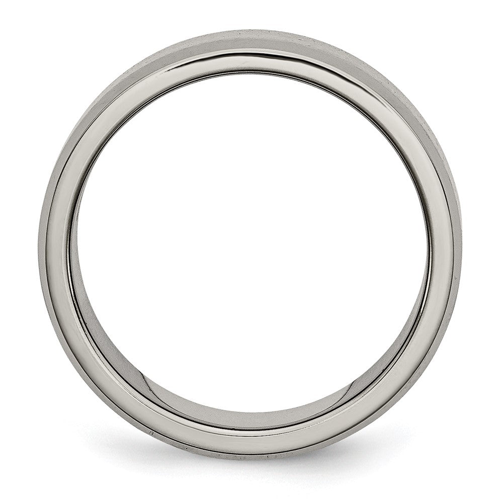 Titanium Brushed Center Cross Design 8mm Beveled Edge Band Size - 8