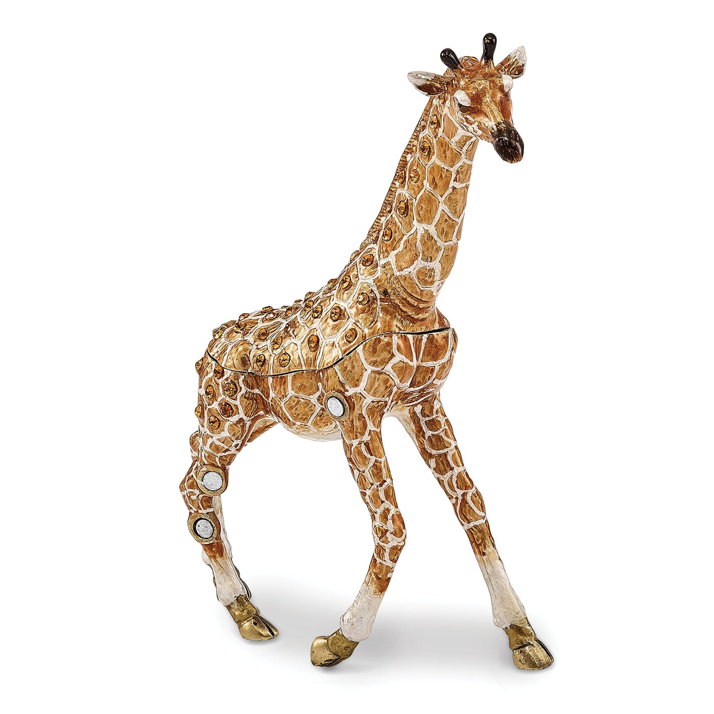 Bejeweled Mother & Baby Giraffe Trinket Box with Charm Pendant