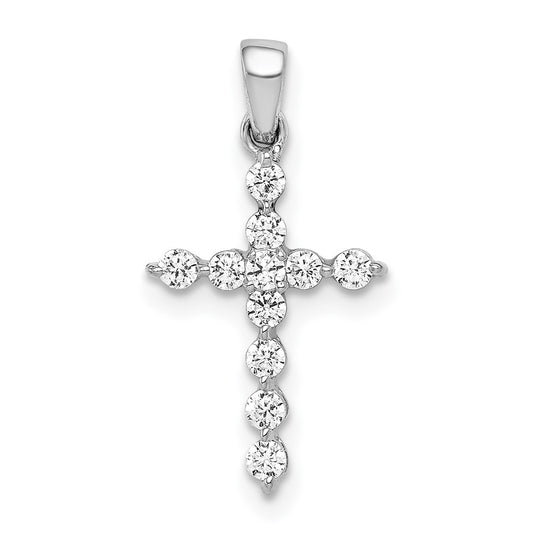 14k White Gold 1/4 carat Lab Grown Diamond VS/SI+ G+ Cross Pendant