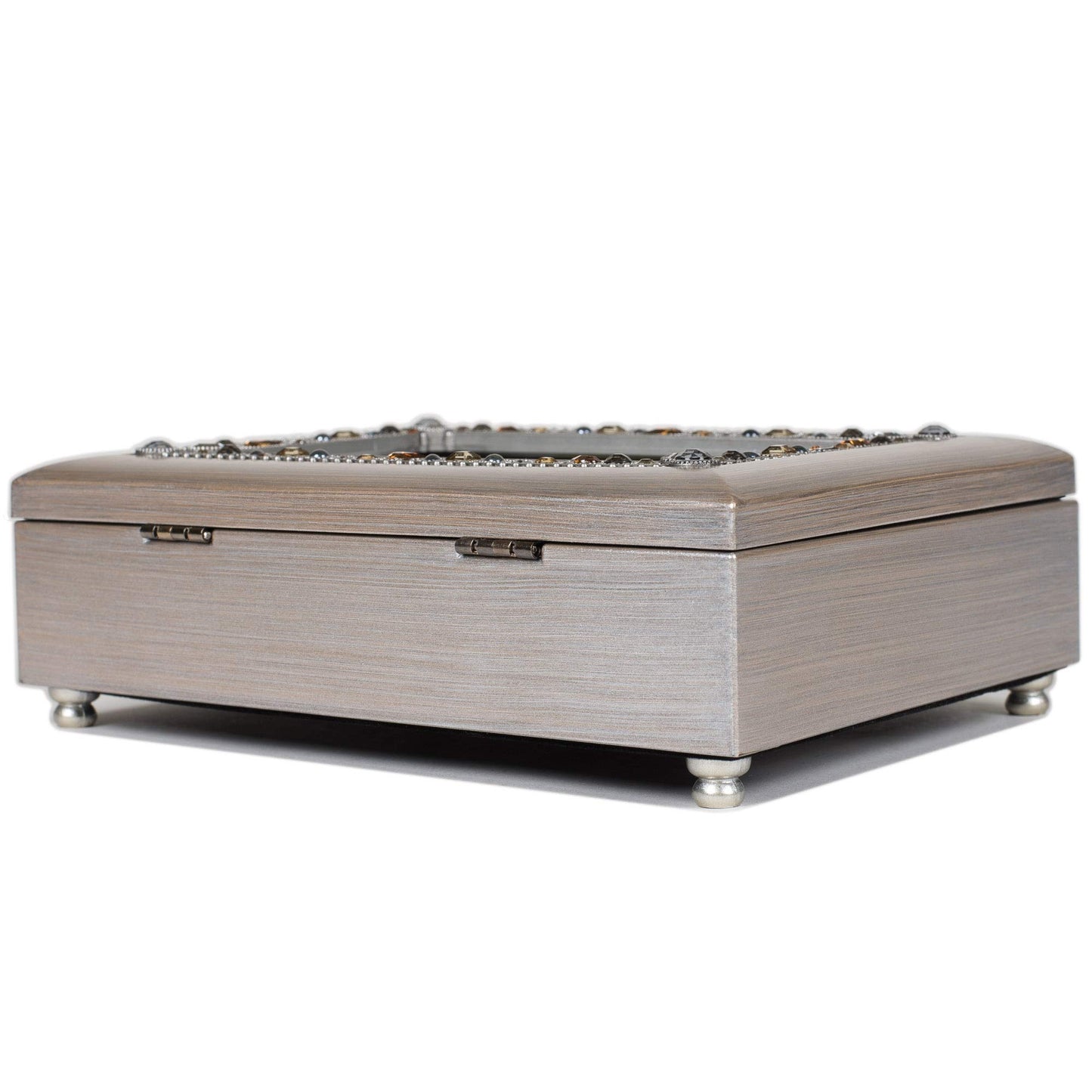 Silver-tone Resin Faux Jewels Anniversary Music Box: YOU LIGHT UP MY LIFE Q-GM22912