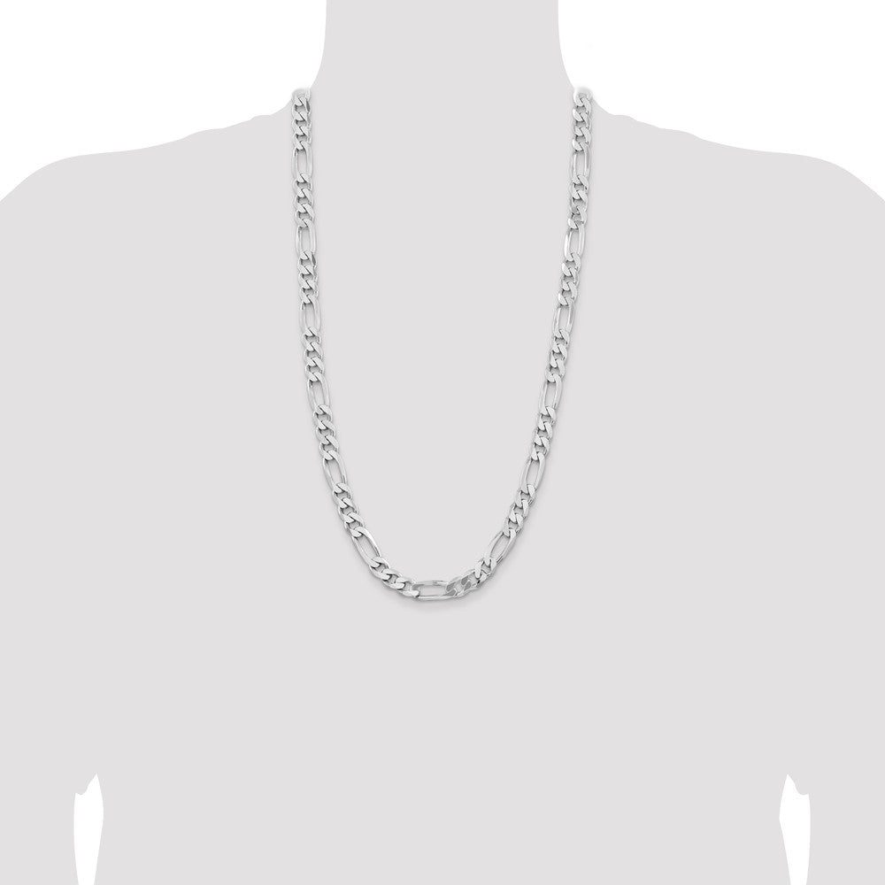 Sterling Silver Rhodium-plated 9mm Figaro Chain 28 Inches