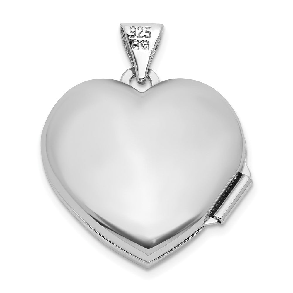 Sterling Silver Rhodium-plated Rhodolite Garnet June Birthstone 18mm Heart Locket