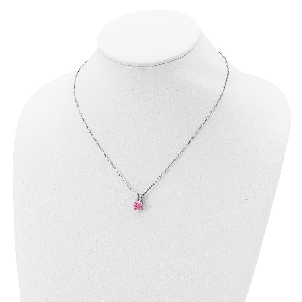 Cheryl M Sterling Silver Rhodium-plated Pink and White Brilliant-cut CZ Split Bail 18 Inch Necklace 18 Inches