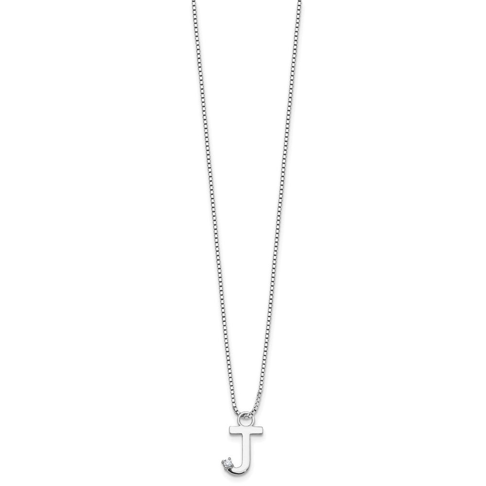 White Ice Sterling Silver Rhodium-plated 18 inch Diamond Letter J Initial Necklace plus 2 inch Extender 18 Inches