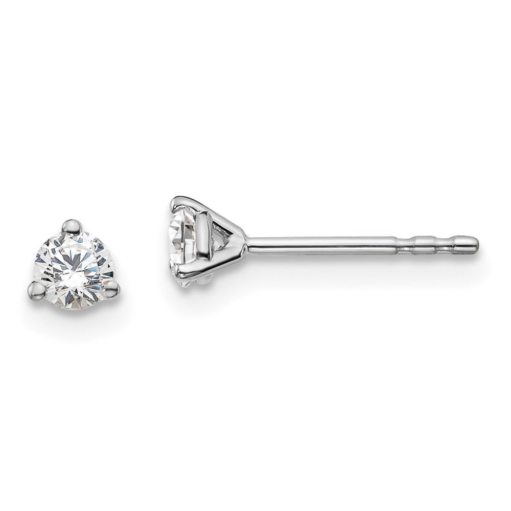 14k White Gold 1/4 ctw Certified Lab Grown Diamond VS+ F+ Round 3 Prong Heavy Wt. Stud Earrings